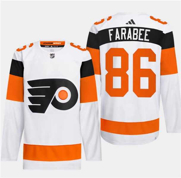 Men's Philadelphia Flyers #86 Joel Farabee White 2024 Stadium Series Stitched Jersey Dzhi